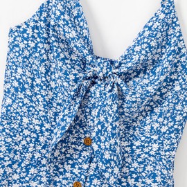 IFFEI Family Matching Outfits Mommy and Me Dresses Tshirt Set Spaghetti Strap Summer Casual Dresses Blue Girl 3-4Y