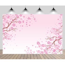 CHNYWORK 9x6ft Pink Cherry Blossoms Backdrop Spring Cherry Blossom Petals Drawing Sakura Floral Background Valentine Day Wedding Girls Woman Birthday Bridal Shower Party Decor Photo Booth Props