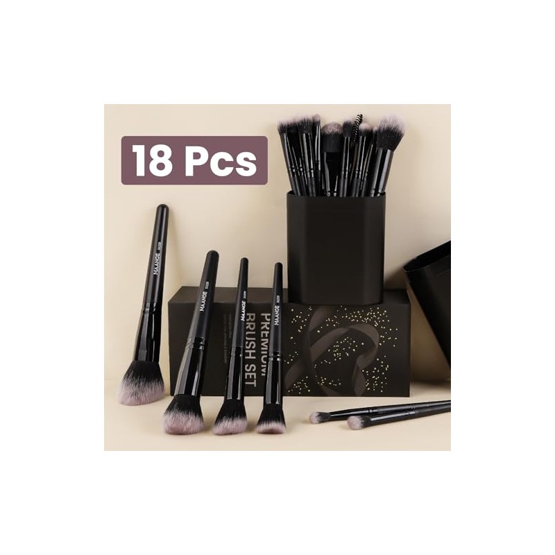 MAANGE 18Pcs Brochas de Maquillaje con Estuche Kit Alta Calidad