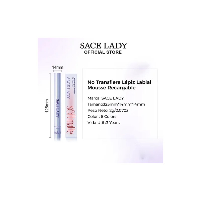 Sace Lady Labial Suave Mate Retráctil No Transfier Fps15