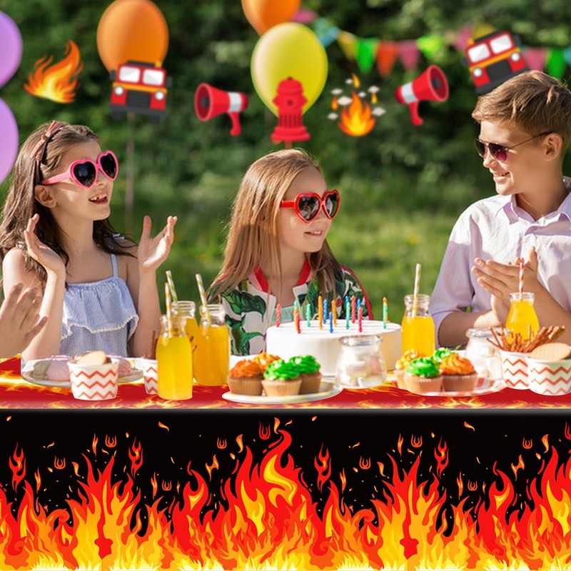 CC HOME 1Pc Fire Party Plastic Tablecloth 54 x 87