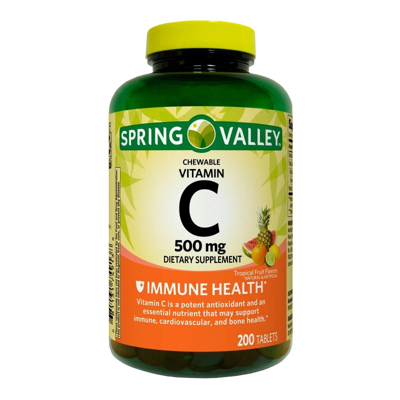Spring Valley Vitamin C Chewable Tablets Dietary Supplement, 500 mg,