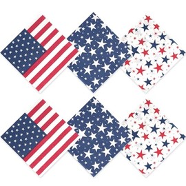 Memorial Day Patriotic Napkins 100 Pack, 4th of July American Flag Disposable Paper Napkins, Red White Blue Stars Stripes Cocktail Napkin for Independence Day, Memorial Day, Veterans Day Party Decor