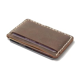 YAN TA HANDMADE Handcrafted Front Pocket Card Holder, Leather Minimalist Cardcase, Credit Card Holder, 3 Card Slots