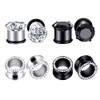 Qmcandy 8pcs Stainless Steel Cubic Zirconia Tunnels for Ears Single