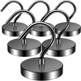 FINDMAG 6Pack Black Strong Magnetic Hooks, 100lbs+ Heavy Duty Magnets with Hooks for Cruise Ship Walls,Magnetic Kooks Heavy Duty for Cruise Cabins,Hanging,Grill,Tool,Kitchen