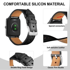 VELULYX genuine leather strap compatible Gloryfit IDW19, 22mm Strap for Veryfit IDW13/IDW16/IDW18, TUYOM LW36, H1/D1,T50S, P66/P66D/P72/P95, Y6, YB54, G39, AGPTE LW11