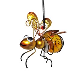 Honeybee Solar Lantern Garden Decor, LED Hanging Solar dragonfly Decoration, Patio Yard Butterfly Sculptures, for Outdoor Bug Decorations, Waterproof and aesthetically pleasing ( Color : Yellow )