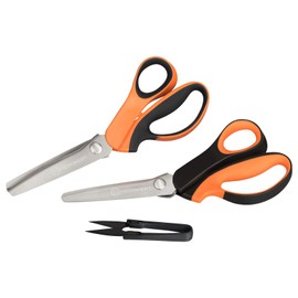 Heimwert Professional Pinking Shears, Set of 2, Made of High-Quality Stainless Steel for Zigzag Cut/Wave Cut, in Gift Box, Includes Yarn Cutter
