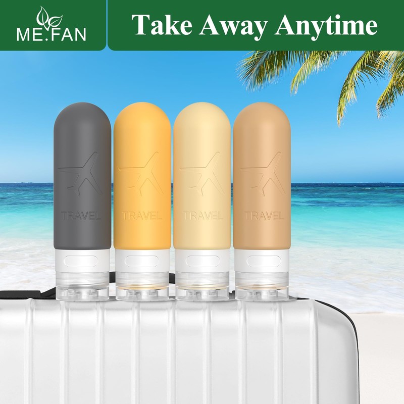ME.FAN Travel Bottles for Toiletries,3oz Silicone Travel Size Containers, TSA