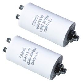GTIWUNG CBB60 Capacitor 8 µF 450 Volt 50/60 Hz Motor Capacitor Starting Capacitor 8 µf 450 V Motor Starting Capacitor Working Capacitor with Plug for Electric Motor White Pack of 2