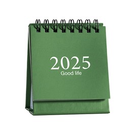 Vocoliday Mini Desk Calendar July 2024 to Dec 2025，Portable Small Desktop Calendar Standing Flip Academic Year Monthly Calendars for Home Office Table Decoration and Planning Organizing (Green)