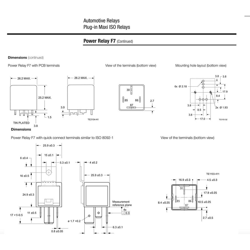 VF7-11F11-S01 Automotive Relay 12V, 70 AMP Plug-in, 4-1393306-6