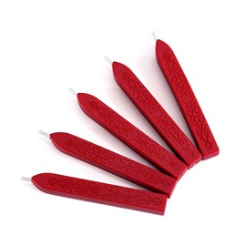 Yoption 5Pcs Sealing Wax Sticks, Vintage Totem Fire Manuscript Bright Red Wax Seal Sticks with Wicks, Sealing Wax for Wax Seal Stamp