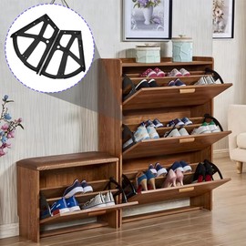 Lwuey Classic Black ABS Shoe Cabinet Hinges, 4 Pcs Flip Plate Frame Turning Rack Replacement Fittings for Increasing Cabinet Capacity