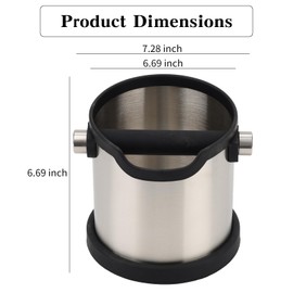 Coffee Tapping Box, Stainless Steel Espresso Floor Container, Waste Coffee Bucket, Barista, And Anti Slip Base Coffee Tools (Silver)