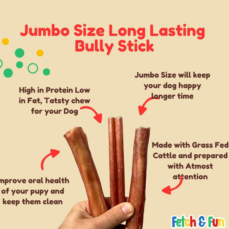 Fetch & Fun BULLYSTICKS - 6 Inch Bully Sticks (Extra