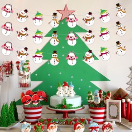 Jollyboom Snowman Party Decorations Banner, 3PCS Snowman Banner Snowflake Bunting Garlands Hanging Decorations for Door Wall Window Christmas Tree Winter Holiday Baby shower Birthday Party Supplies