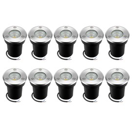 Junview 10Pack Landscape Lights - 6W LED Well Lights 12V-24V IP67 Waterproof Low Voltage Landscape Lighting for Driveway, Deck, Steps, Garden (Warm White)