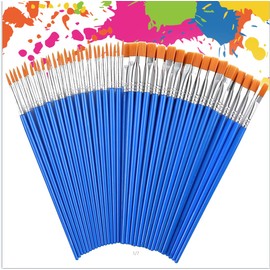 60Pcs Professional Paint Brush Set - Flat and Round Fine-Tip Brushes for Kids' Acrylic Crafts, Classroom Canvas and Figurines