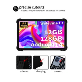 for JJGJ P60 10 inch Android Tablet Case,BOVUGAC Soft Silicone with Capacitive Pen,Heat Dissipation Design,Adjustable Stand,Shockproof,Kids Friendly(Black)