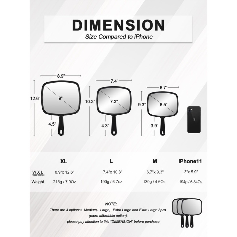 MIRRORNOVA Hand Mirror, Barber Hairdressing Handheld Mirror with Handle for