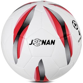 JPHNAN Futsal Ball Size 4 Low Bounce - Indoor Soccer Ball for Training & Competition, TPU Cover with Reinforced Stitching for Adults & Youth (White Red)