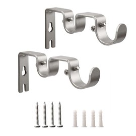 Soporte de cortina doble para barra de cortina de metal, 2 unidades, soporte de cortina resistente para barra de cortina de 1 pulgada, ganchos plateados para barra de cortina para
