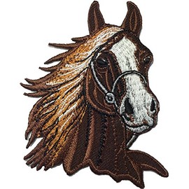 Papapatch Horse Head Riding Racing Farm Kids Children Baby Jeans Jacket Bag Sewing Iron on Embroidered Applique Emblem Badge Costume Patch - Brown (Iron-Horse-Head-BRW)