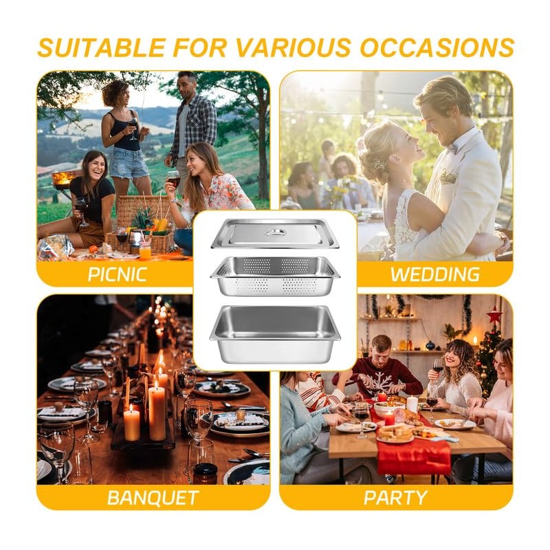 3 Pack Full Size 4 Inch, 6 Inch Hotel Pan