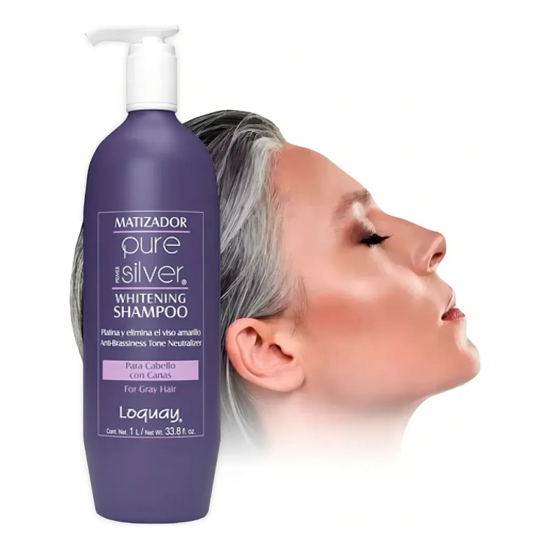 Shampoo Pure Silver Matizado Canas Anti Amarillo 1ltr Loquay