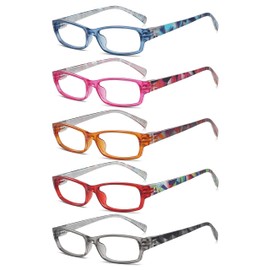 Eyekepper - Paquete de 5 anteojos de lectura con diseño sin metal para mujer, bisagras de resorte sin tornillos, lectoras + 1.5 unidades
