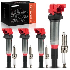 A-Premium (Red) Set of 8 Ignition Coil Pack and Iridium Spark Plugs Compatible with Mini Cooper 2007-2016 1.6L