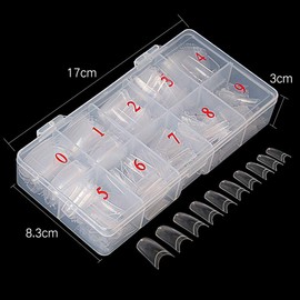 1000 Pcs Nails Uñas Postizas Full Cover Nail Uñas Falsas Puntas de Uñas Postizas Uñas Uñas Postizas de Gel Art Tips Sets Funda Completa Uñas Postizas para Bailarina Cosplay Office Lady Puntas de Uñas Postizas Transparente Tamaño Variado Acrílico con Caja