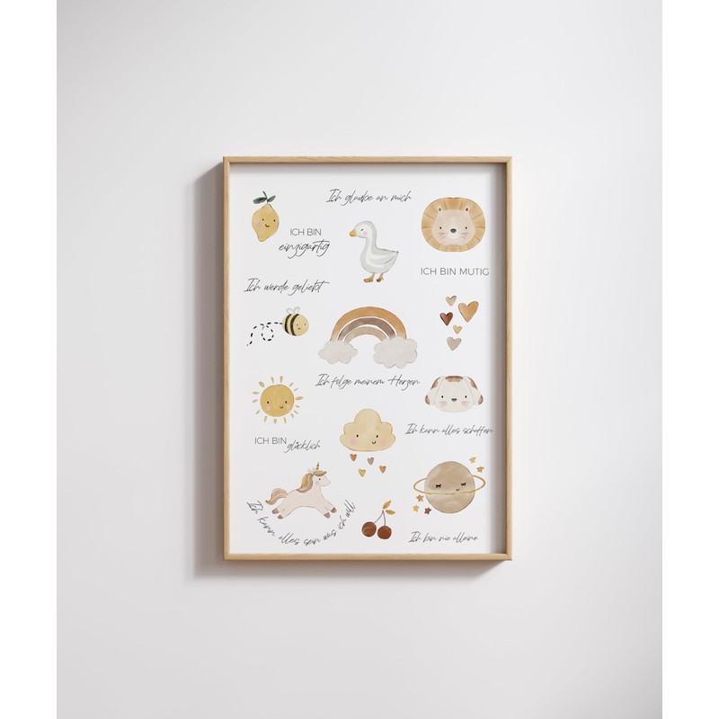 Affirmationsposter DIN A4 | Affirmationen für Kinder | Bilder Kinderzimmer