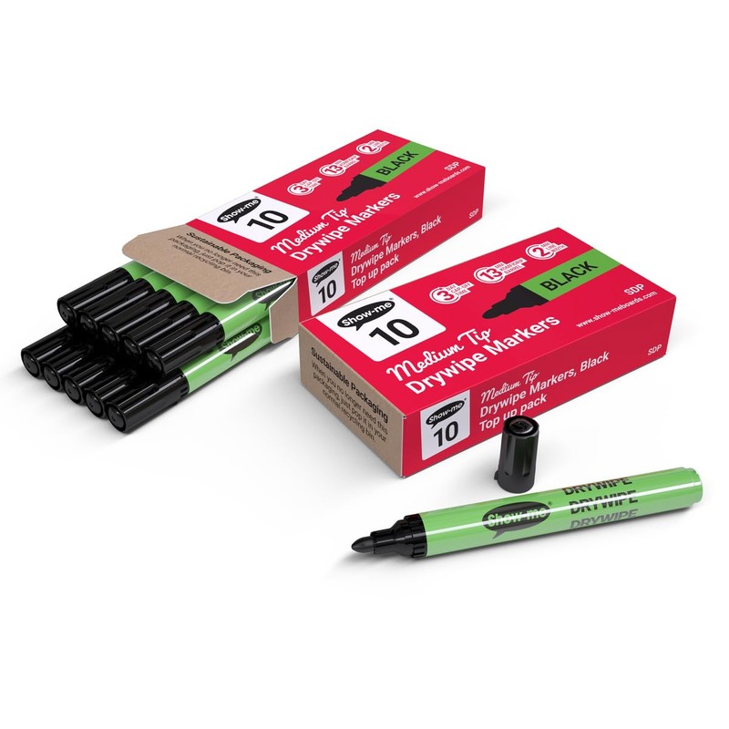 Show-me SDP Medium-Tip Drywipe Whiteboard Pens for Schools and Classrooms–