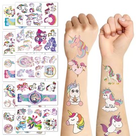 JSTHHTT 10 Pcs Temporary Tattoos for Kids, Waterproof Temporary Tattoos, Cute Temporary Tattoos Skin Stickers, Unicorn Stickers, Fake Tattoo for Kids Birthday Party Supplies, Stickers Gift for Kids