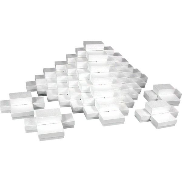 100 White Swirl Charm Cotton Boxes Pendant Gift Displays 2