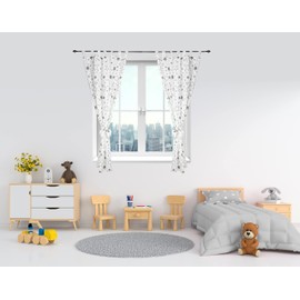 TupTam Children's room curtains with bows, set of 2, colour: Grey galaxy, size: approximately 155 x 95 cm