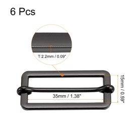 sourcing map Slides Buckles, 6pcs 35x15x2.2mm Metal Rectangle Adjuster Triglides Slide Buckle Roller Pin Buckles Slider Strap Adjuster for Belt Bags DIY Accessories, Dark Gray