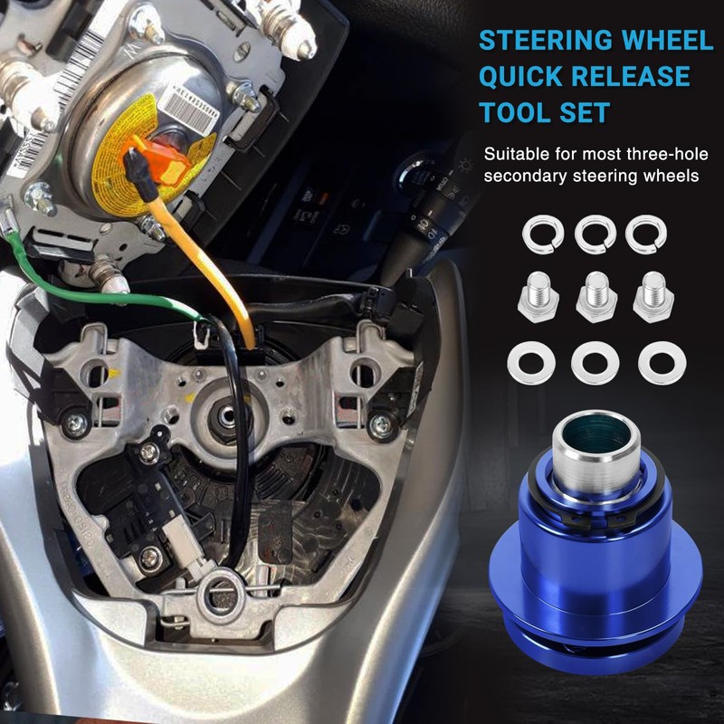 Steering Wheel Quick Release Kit, Universal 360 Degree 3 Holes
