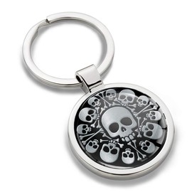 Biomar Labs® Metal 3D Keyring Key Ring Chain Stainless Steel Gift Box Men Women Keychain Bag Accessories Jewelry Handbag Silver Skull Bones Emblem KK 276