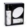 Bodico White 3-Piece Marble Bathroom Accessory Set