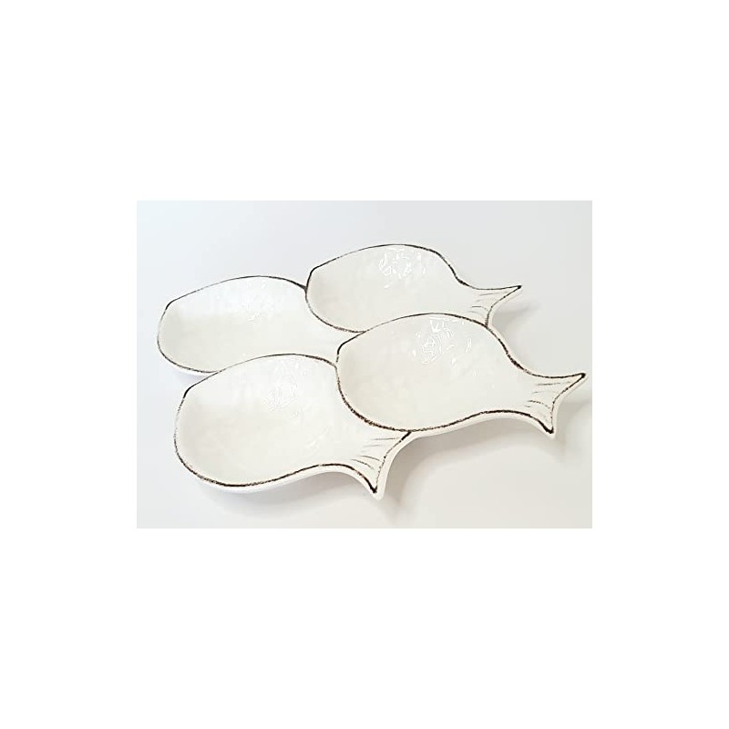 Sigrid Olsen Fish Design Melamine Snack Bowl Set, White, 15x14