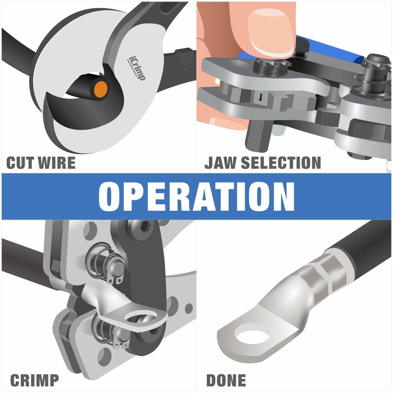 iCrimp Battery Terminal Crimper for Heavy Duty Copper Wire Lugs,Battery