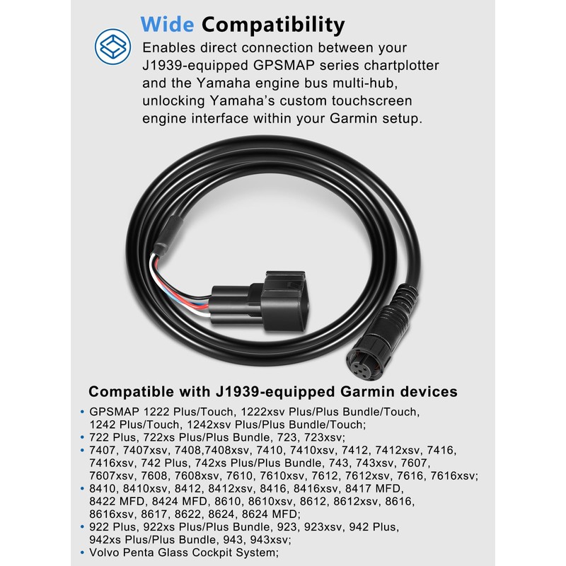 Replacement for 010-12770-00 Adapter Cable, for Yamaha Engine Bus to