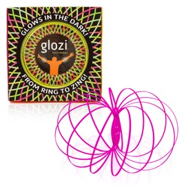 GLOZI Geometric Magic Glow in the Dark Flow Ring - Easy to Use - 3D Arm Spinner Bracelet, Fidget Spinner Toy for Kids and Adults (Pink)