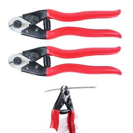 Muzata 2Pack Cable Cutter Wire Rope Heavy Duty Stainless Steel Aircraft Up to 5/32" for Deck Stair Railing Strong Thick Seal Metal Fence Bike Bicycle Brake Cutter CR12
