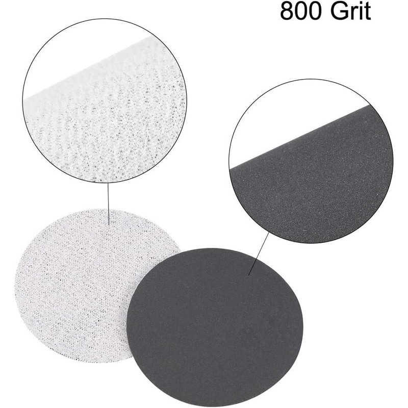 TOP-VIGOR 100Pcs 50mm Wet and Dry Sanding Discs, 800 Grit