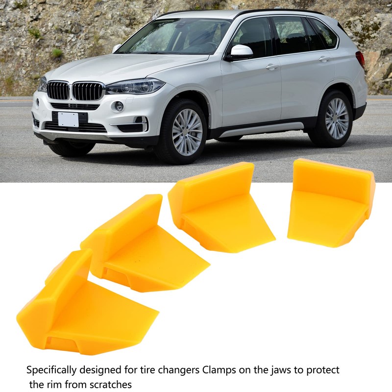 Aramox 4Pcs Tyre Changer Clamping Jaw Protector Plastic Yellow Inserts